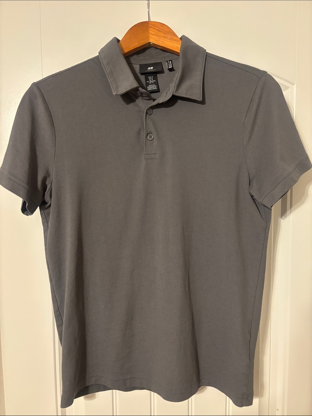 H&Medium Slim Fit Coolmax Polo Shirt Gray Medium